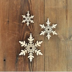Wooden snowflakes 7cm/ 2,75 in.